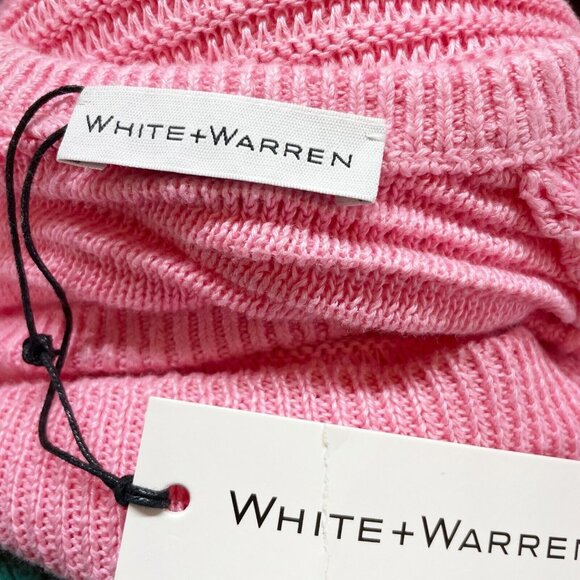 NEW White + Warren Linen Squareneck Sweater Womens Size S *FLAW* Flamingo Pink - Picture 6 of 8